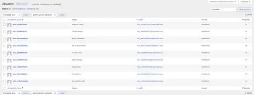 Seznam vyhledaných uřivatelů podle jména WpShell