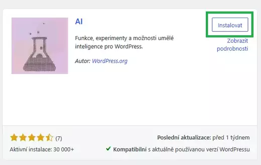 Aktivace AI funkcí ve WordPressu